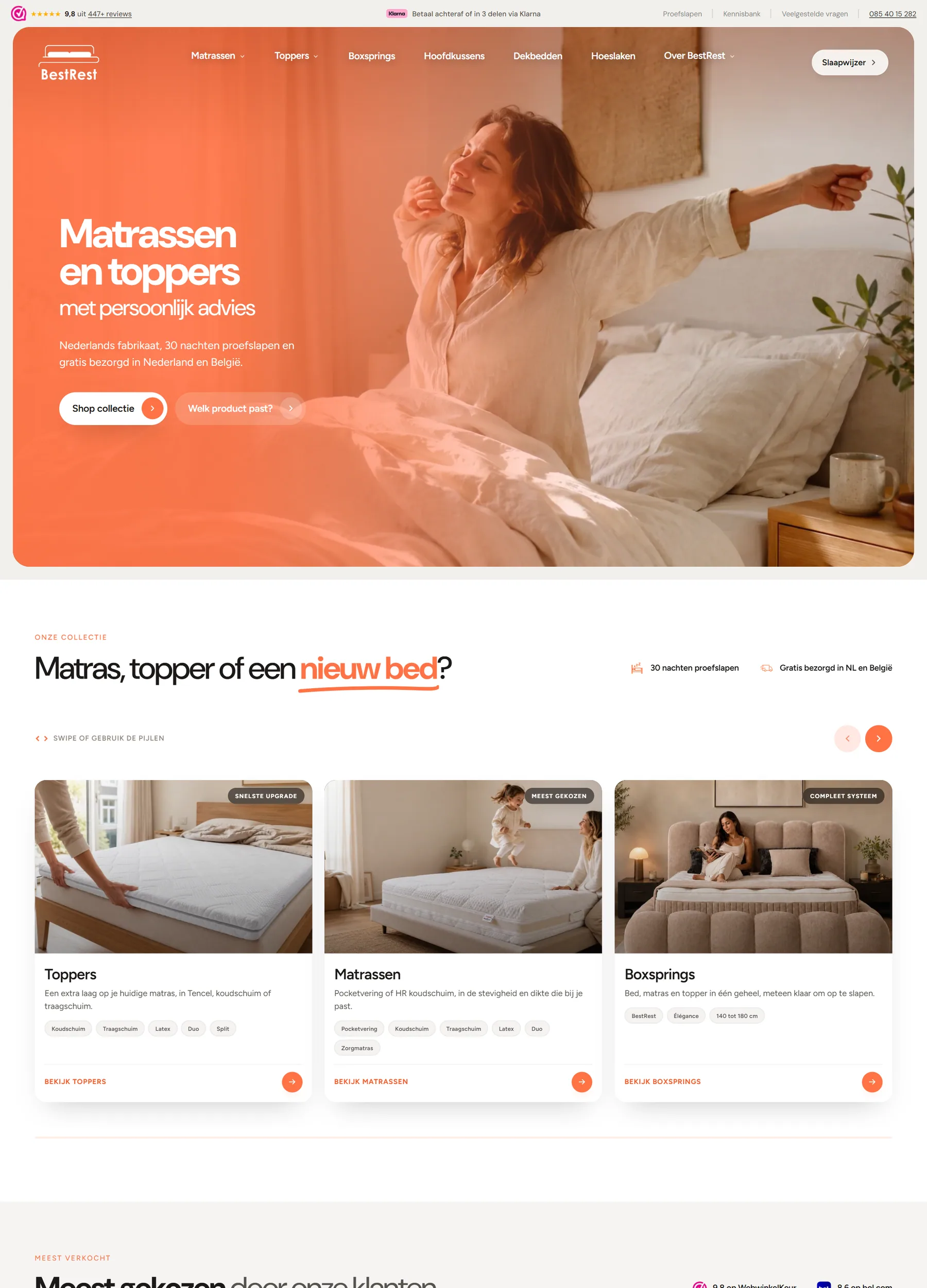 De website van BestRest op een computerscherm