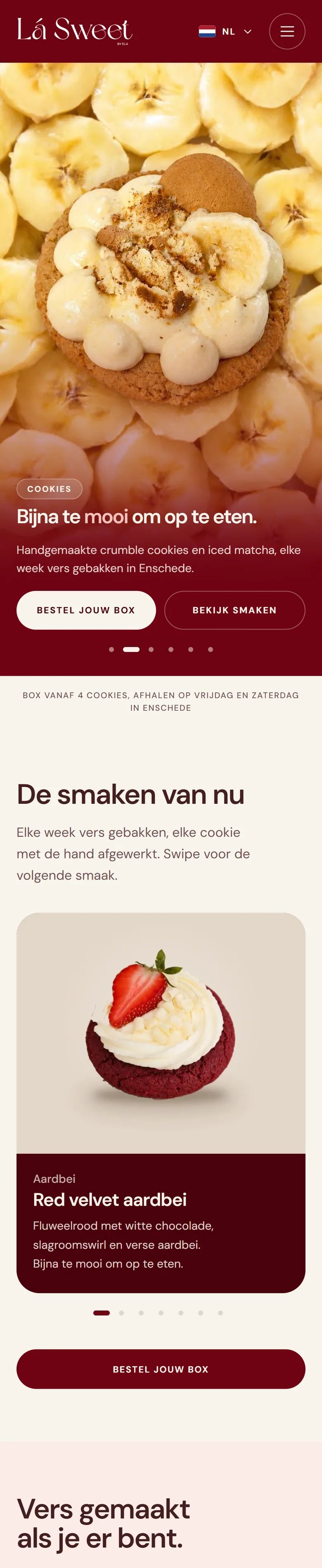 De website van Lá Sweet by Ela op een telefoon