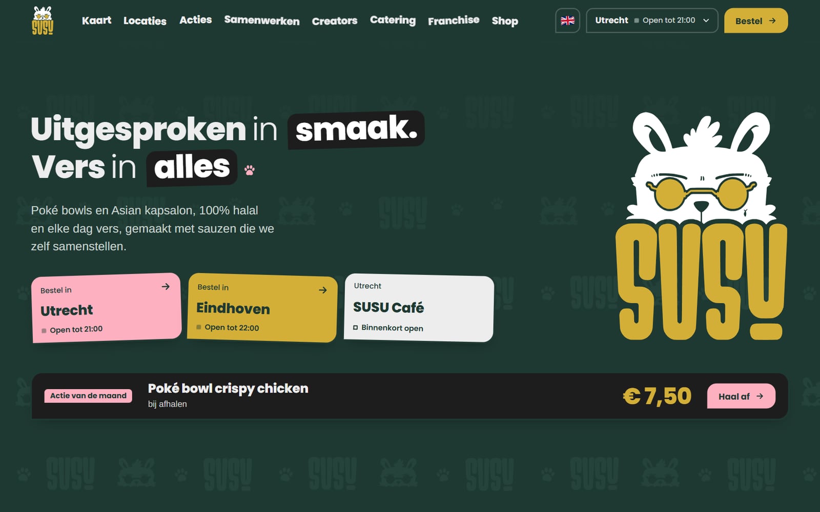 Schermopname van de website van SUSU Poke